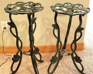 Wrought Iron Stands
Two (2) wrought iron plant stands. Painted to look like patina with a rose design. 37"H x 17"W x 13"D