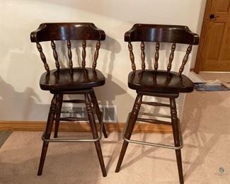 Barstools
Two (2) wooden barstools with backs. Normal wear and tear, overall good condition. 41"H x 21"W x 19"D.