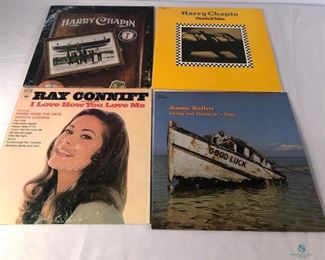 Assorted Records
Includes Harry Chapin, Jimmy Buffett and Ray Conniff