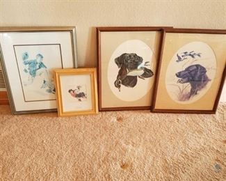 	
Framed Art
Four (4) pieces. Two (2) Black lab pictures and two (2) Norman Rockwell prints. Three (3) 22"Hx18"W and one (1) 8"x10"