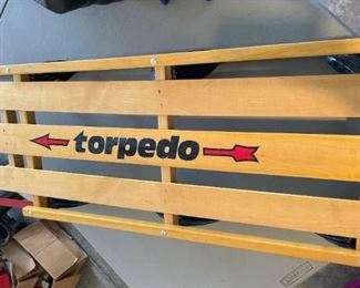 Torpedo "Fast Trak" Sled
Wooden sled with metal runners. Measures 47.5"x22"