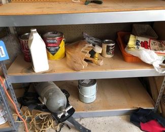 Painting Supplies and Storage Shelf
Painting supplies including paint pans, sticks, and paint. Includes one (1) untested scuba tank. Shelving unit also included- 4'Hx4'Wx1.5'D. Dirty, needs cleaned.