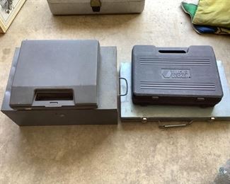 Assorted Drill and Socket Sets
Includes one (1) Allied socket set, one (1) Black & Decker drill bit set, one (1) Weller soldering gun, and a box of assorted hand tools.