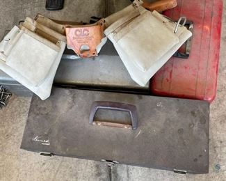 Tool Boxes and Tool Belt
Includes three (3) metal tool boxes and contents. Also comes with leather tool box.