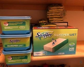 Household Cleaning Items
Includes Swiffer Wet Jet pads, trash bags, new sponges and more. Most items have been opened.