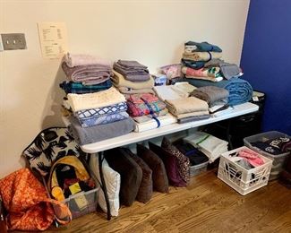 Lots of linens including duvet covers, comforter sets, & Blankets