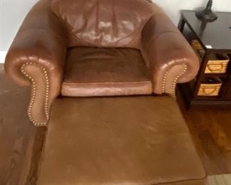 Matching Thomasville Leather Chair & Ottoman