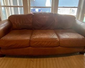 Fantastic Thomasville Leather Sofa with Nailhead Trim