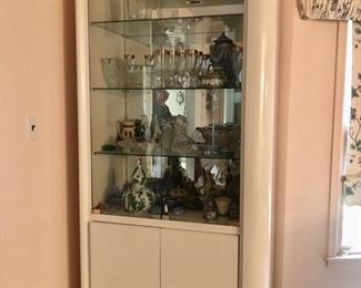 Pair lighted etageres 