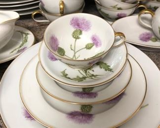 Beautiful set of Hutschenreuther Bavarian china "The Scotch Thistle" Service for 12 plus 