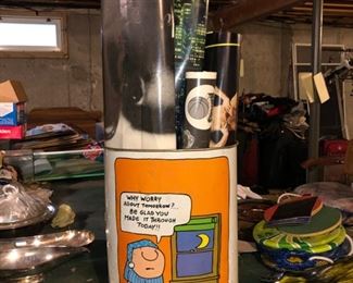 Ziggy garbage pail & vintage posters 