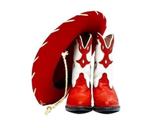 Vintage Kids Let R' Buck Boots and Cowboy Hat