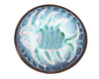 Harding Black (1912-2004), fish bowl, blue glazed ceramic