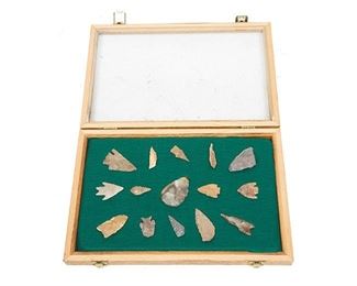 Framed Arrowhead Point Display, To Include 15 Artifacts