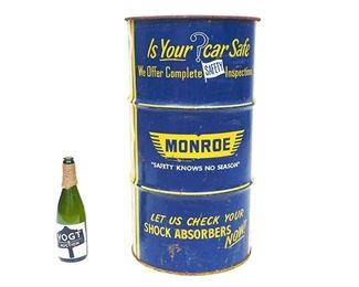 Monroe Automotive advertising metal oil drum