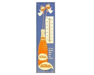 Nesbitt's Soda metal thermometer, "all the goodness comes from real oranges", single sided
27"h x 7"w