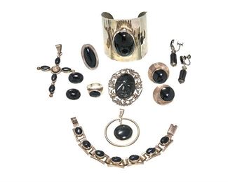 Vintage Mexican Sterling Onyx Jewelry
