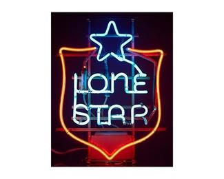 Vintage Lone Star Light beer neon bar sign, Texas motif, in working condition
27.5"h x 27.5"w