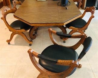 RARE Vintage Drexel dining game table including shown table pads... see next pic for beautiful table top.