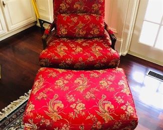 Beautiful french provincial bergere chair & ottoman by Isenhour Furniture. 