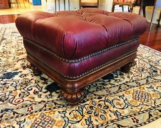 Gorgeous maroon leather tufted ottoman - matching sofa available too!
