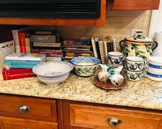 Cook books of all kinds, pottery, soup cups/bowls & more