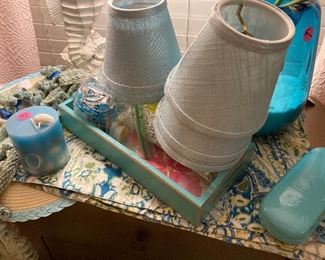 Five blue chandelier shades from Ballard Designs