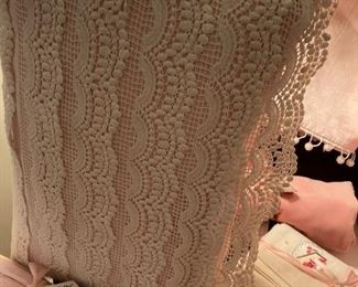 Pink throw pillow with lace overlay- so feminine !