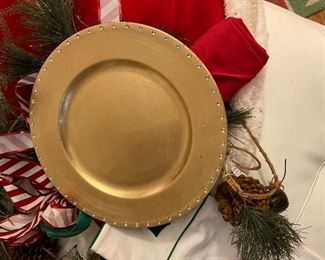 Two gold with rhinestone chargers 