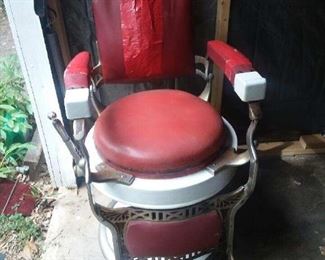 1920’s Koken Barber Chair with Rare Round Seat! Mechanical works!! 