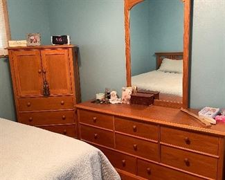 Modern Bedroom set, Mirrored dresser, tallboy(SOLD), bed and nightstand (matching set)