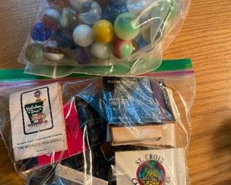 Vintage matchbooks and marble collections 