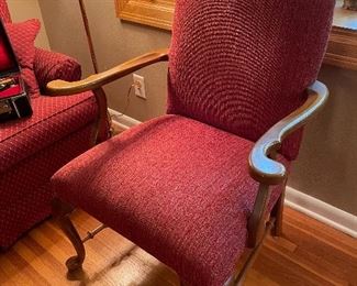 red upholstered armchair 