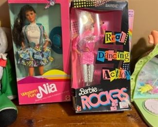 Vintage 80s toys (vintage Barbie and the Rockers in box, Nia Western Fun in box)
