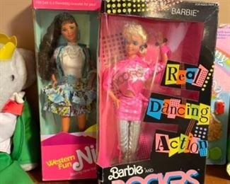 Vintage 80s toys (vintage Barbie and the Rockers in box, Nia Western Fun in box)