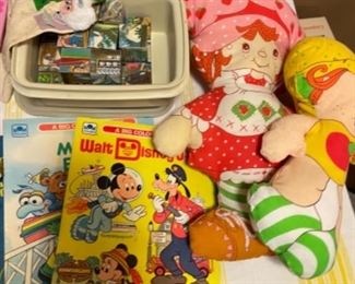 Strawberry Shortcake, vintage Mickey Mouse and Muppets coloring books
