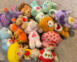 Vintage 1980s plush and toys (Care Bears, Wuzzles, Strawberry Shortcake) 