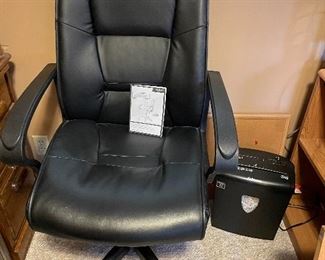 Office chair , paper shredder 