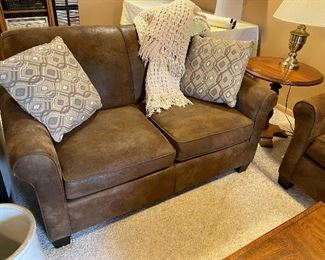 Brown suede Sofa and Loveseat
