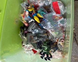 Many vintage toys and action figures, Batman, DC, Marvel, glow worms, get along gang, smurfs, California raisins, pee wee Herman, micro machines, hot wheels, charmkins and more 