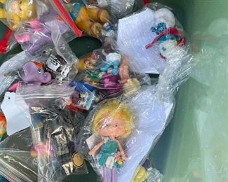 Many vintage toys and action figures, Batman, DC, Marvel, glow worms, get along gang, smurfs, California raisins, pee wee Herman, micro machines, hot wheels, charmkins and more 