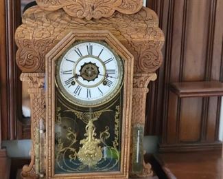 Wood Carved Mantle Clock