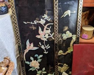 Asian inlaid panels (pair) appx 36" tall.