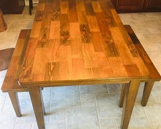 Farmhouse table with two benches