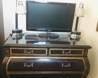 Antique Bombe Commode chest with glass