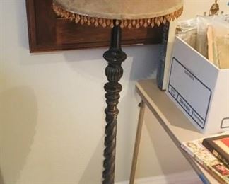 Floor lamp with beaded shade