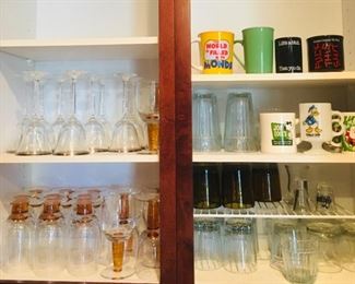 Misc. glasses including vintage stemware