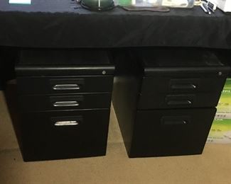 (2) Black metal file cabinets with keys