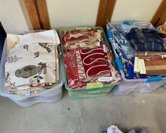 Many bins of designer fabrics - remainders, samples, etc