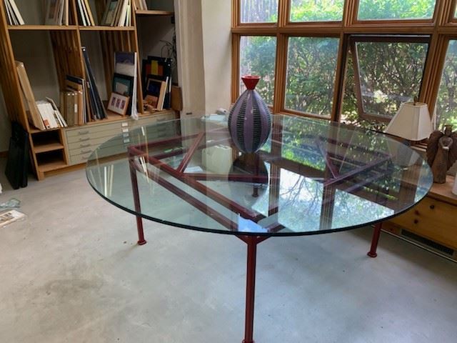 Enormous powder coated metal indoor or outdoor table